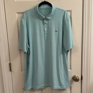 Vineyard Vines Performance Striped Polo Shirt - mint green xL